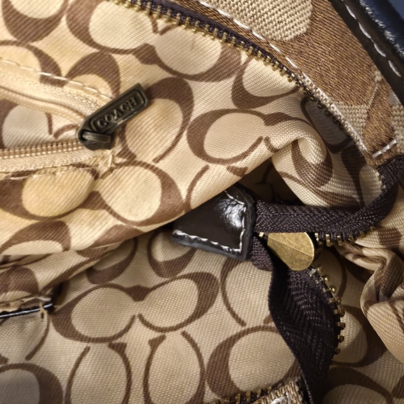 Coach Brown Signature Suede & Canvas Tote Bag - Picture 3 of 9